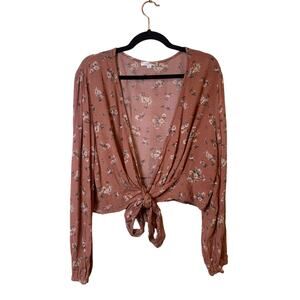 Wild Jasmine - Long Sleeve - Floral Boho Tie-Front Top - Size 3X Shirt